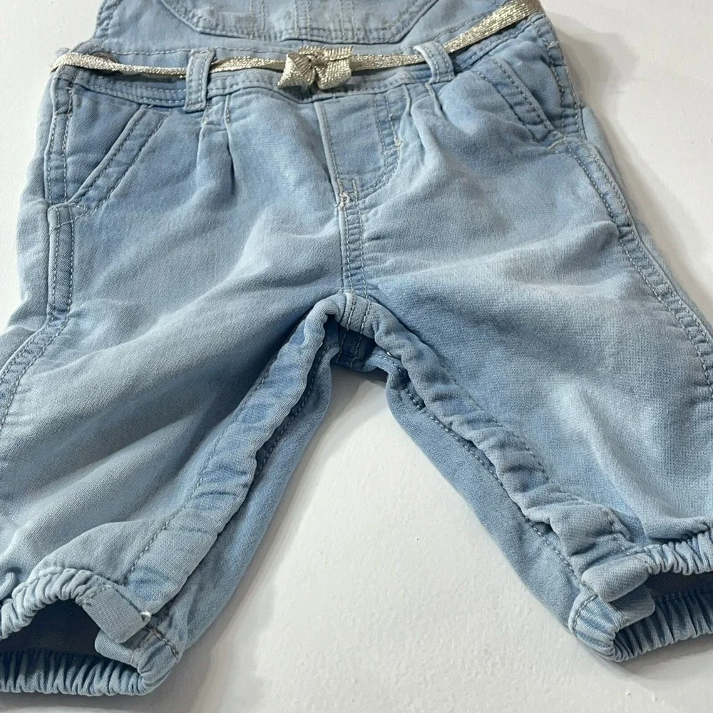 Baby B'gosh Light Wash‎ Denim Overalls with Gold Belt 6M